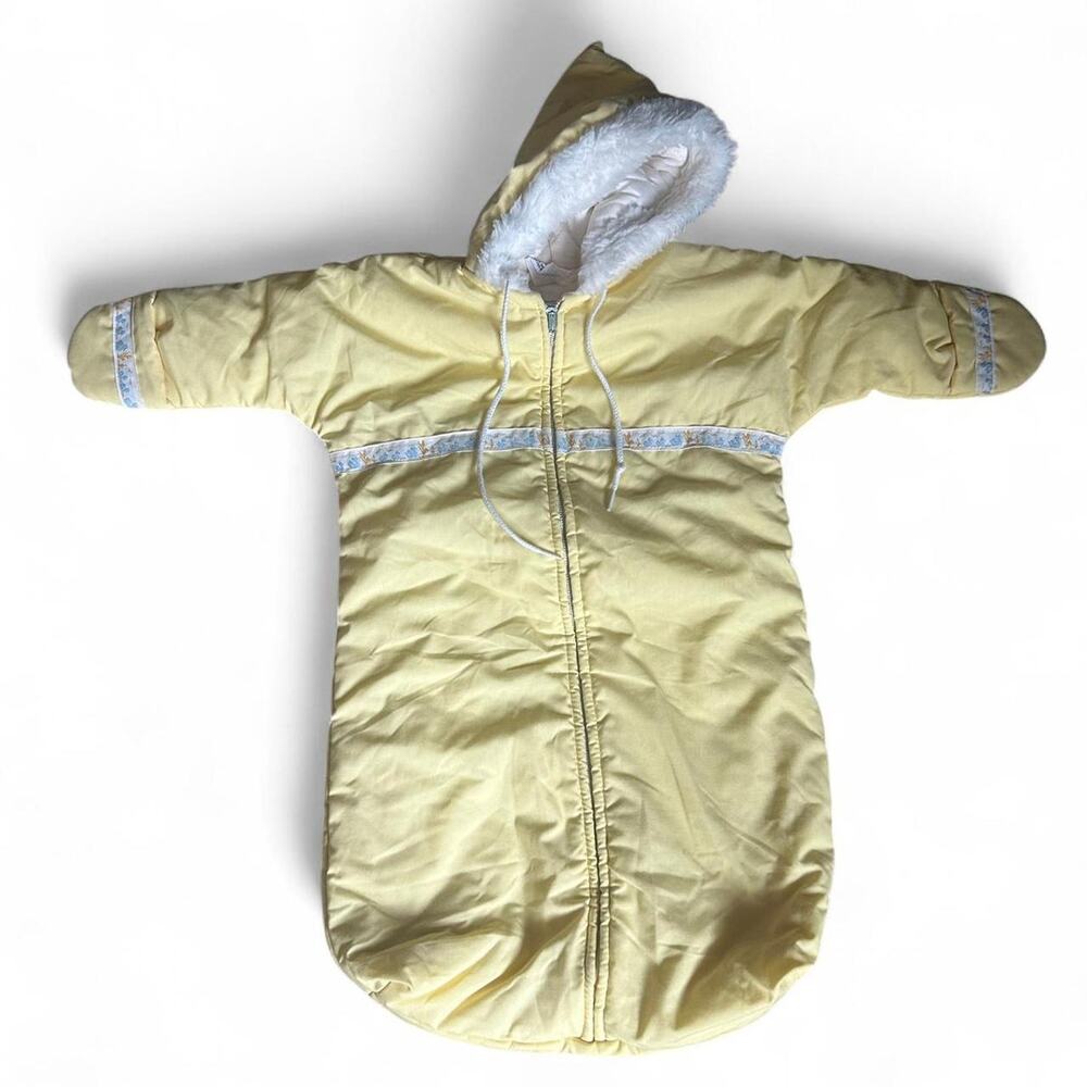 Vintage yellow and white‎ 6-9 M Snowsuit 80s EUC Warm winter Baby Unisex